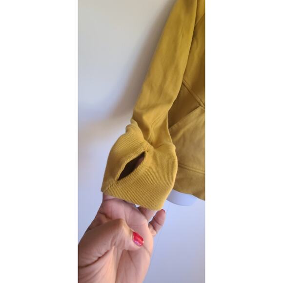 Athleta Triumph Hoodie Mustard Yellow Full Zip Sweatshirt Large - Picture 3 of 6